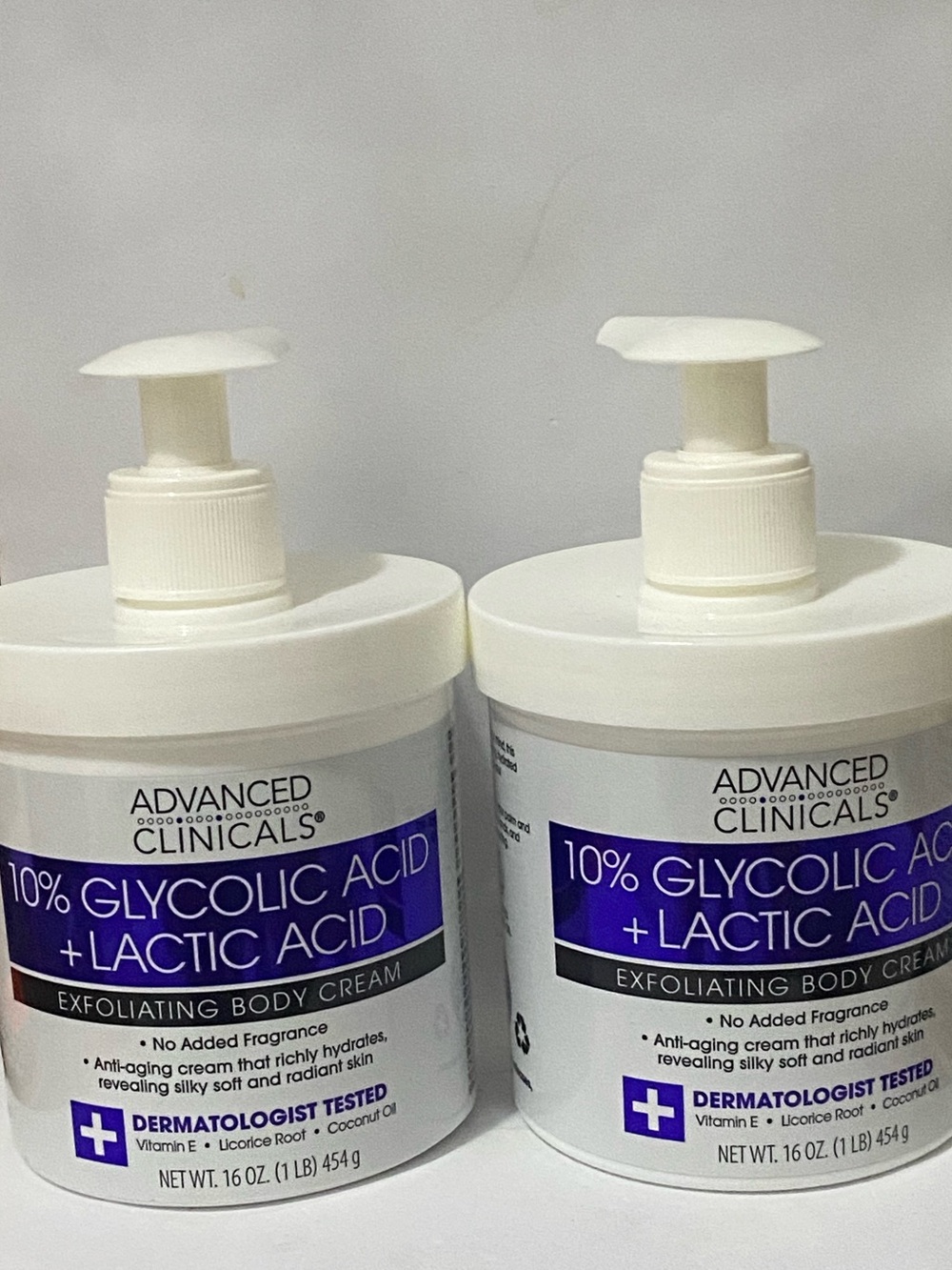 2X Advanced Clinicals Exfoliating body cream Glycolic Acid & Lactic Acid 16fl.oz